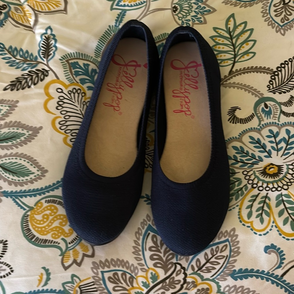Navy blue ballet flats, womens size 8